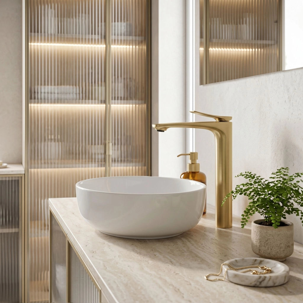 Rubinetto Da Lavabo Premium Rea Vision Brush Gold High