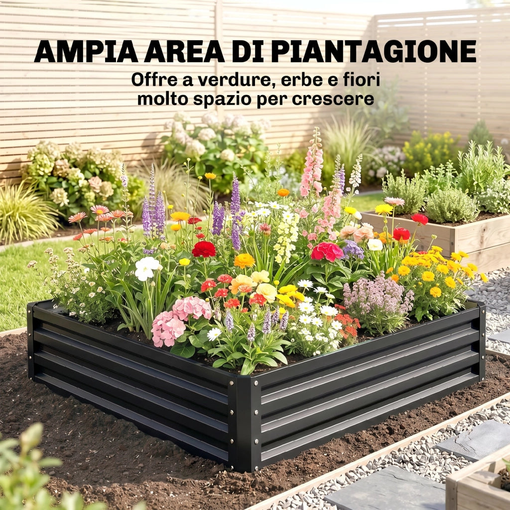 Letto Rialzato per Orto ¨C Zephmum ¨C 120x120x30 cm Grigio Acciaio Zincato