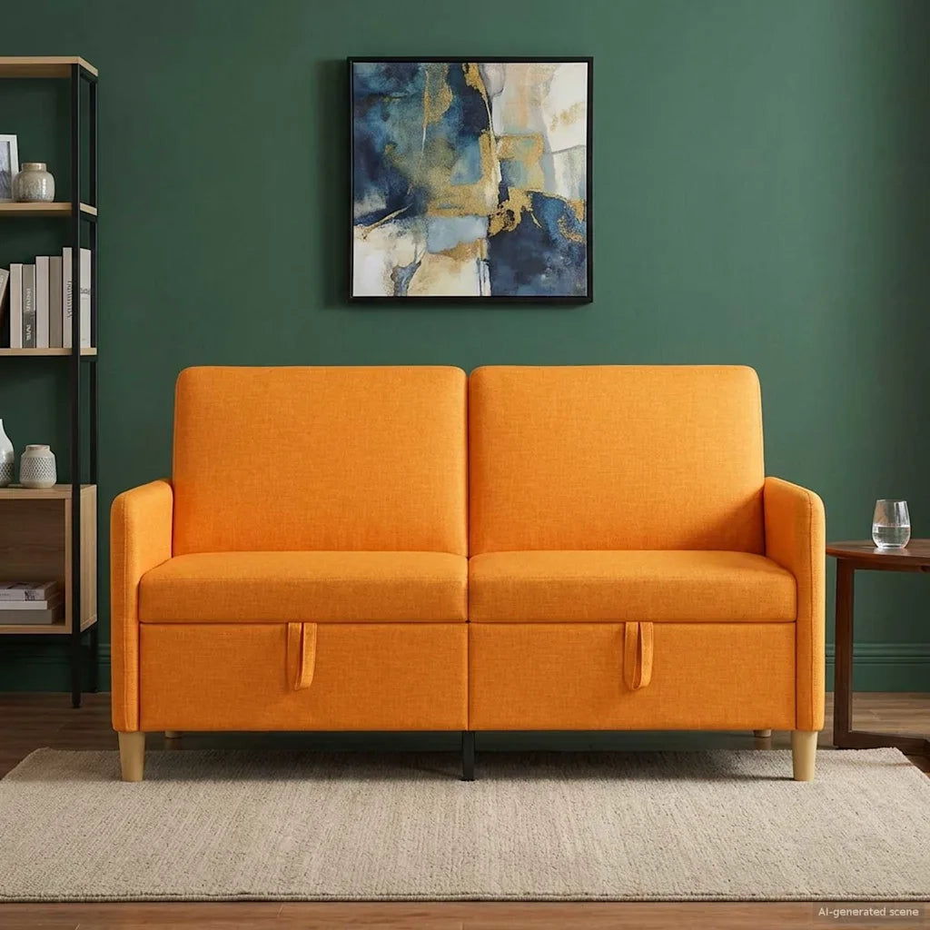 Divano con Storage Giallo Scuro 152 x 78 x 87 cm Poliestere 42036928