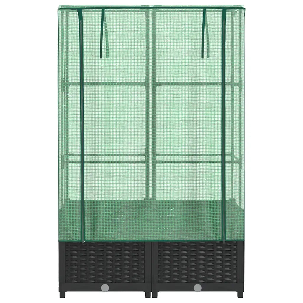 Letto Rialzato con Copertura Serra Effetto Rattan 80x40x138 cm