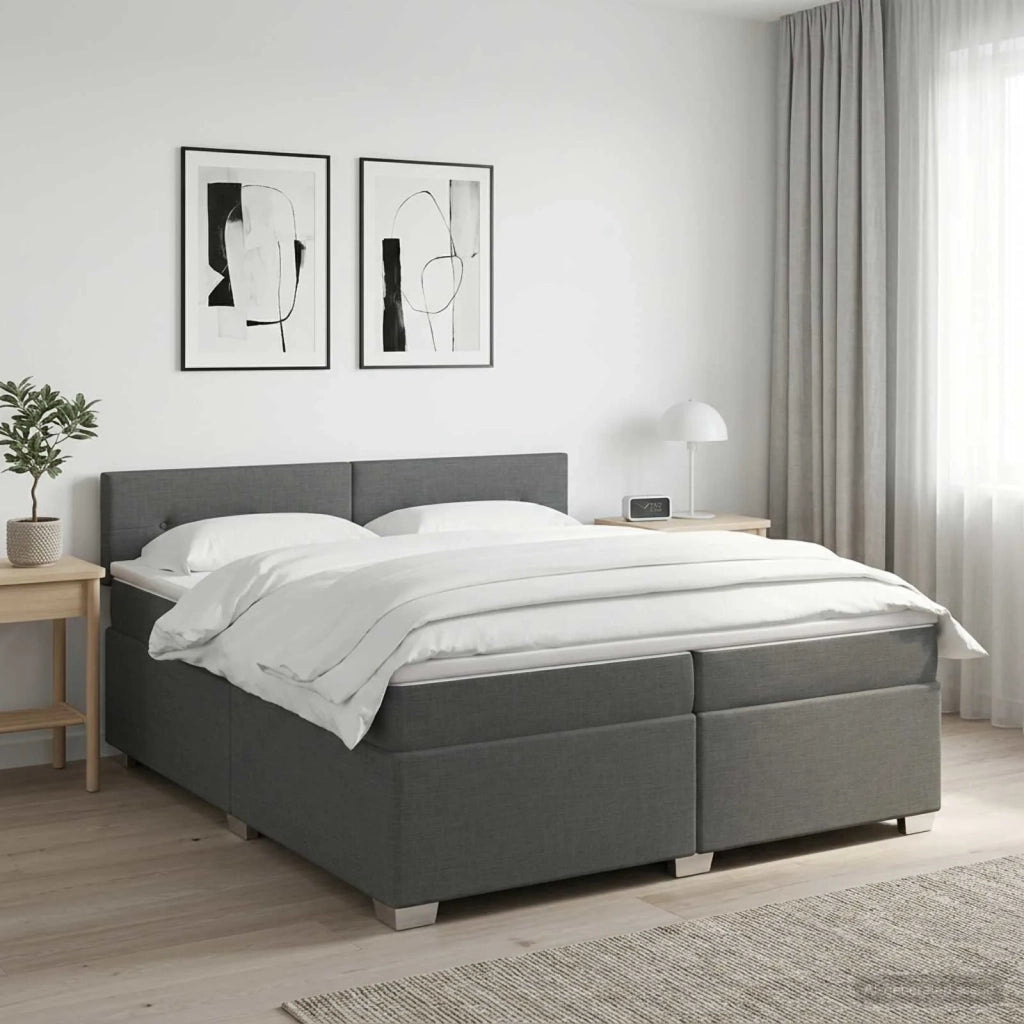 Letto box spring con materasso Grigio Scuro 200 x 200 cm 3450559