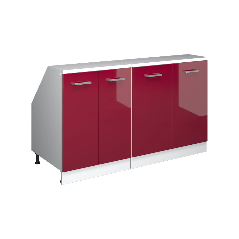 Set di mobili sottotetto Rion Rosso lucido/Bianco 140 cm Set di 2 carcasse armadio profondità 60 cm Vicco