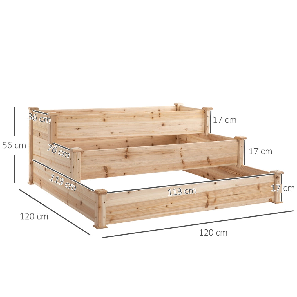FIORIERA A 3 LIVELLI 124x124x56 cm Legno Colore Naturale