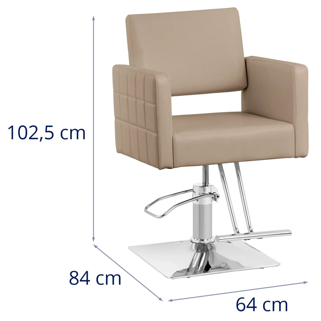 Poltrona professionale per parrucchiere con poggiapiedi altezza seduta 45-55 cm 150 kg acciaio schiuma beige 14_0008981