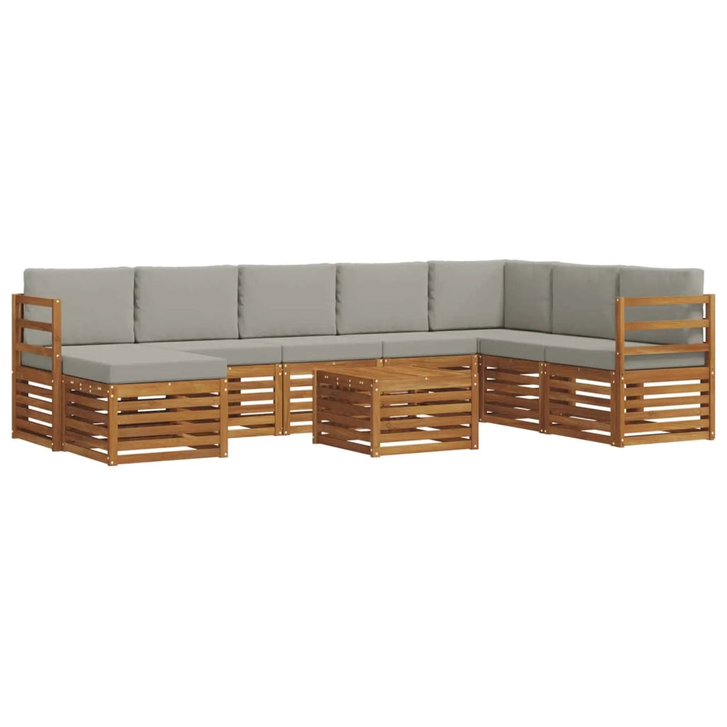 Set di divani da esterno 9 pcs Grigio Naturale e Chiaro