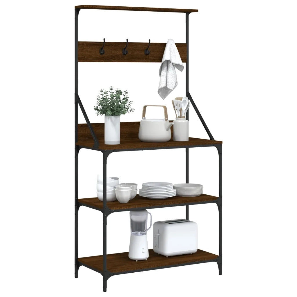 Scaffale Cucina Ganci 4Ripiani Rovere Marrone Legno Multistrato 838962