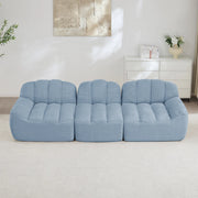 Sofa modulare a 3 posti senza struttura con seduta profonda in pile granulare per soggiorno blu 288 × 104 × 79 cm