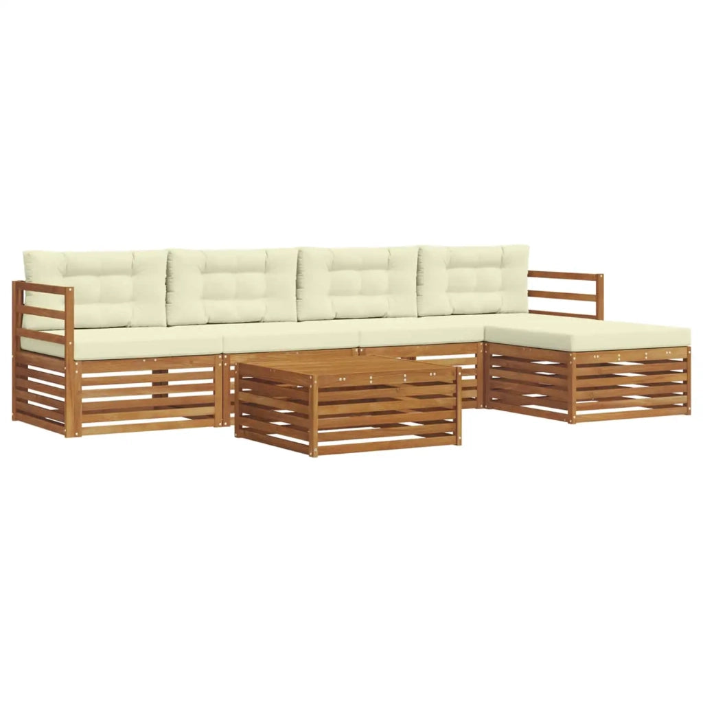 Set di divani da esterno con cuscino 6 pcs Naturale e Crema