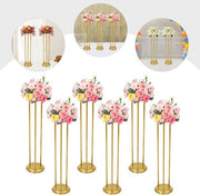 Supporto per fiori in metallo dorato, 20x20x80cm, 6 pezzi, per tavola da matrimonio, supporto cilindrico per fiori
