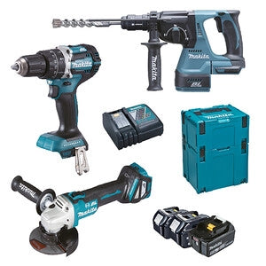 MAKITA KIT TRAPANO C/PERC+TASSELL+SMERIGL DLX3119TJ 18V BRUSHLESS
