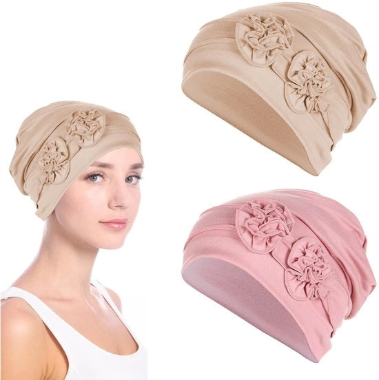 Cappello soffice a fiori - Modellabile - Dimensione adattabile 58 cm - Leggero - Turbante