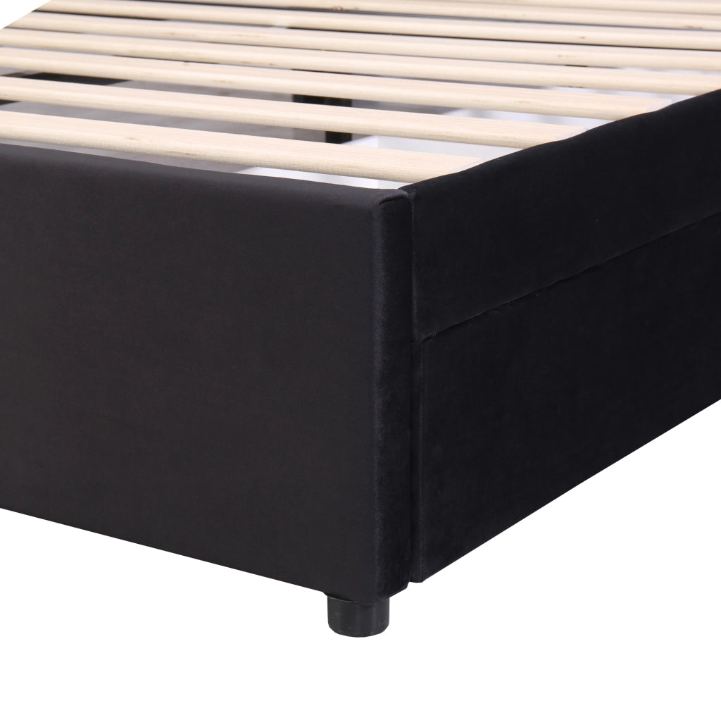 Letto imbottito 160x200 cm con 2 cassetti e rete a doghe; velluto nero