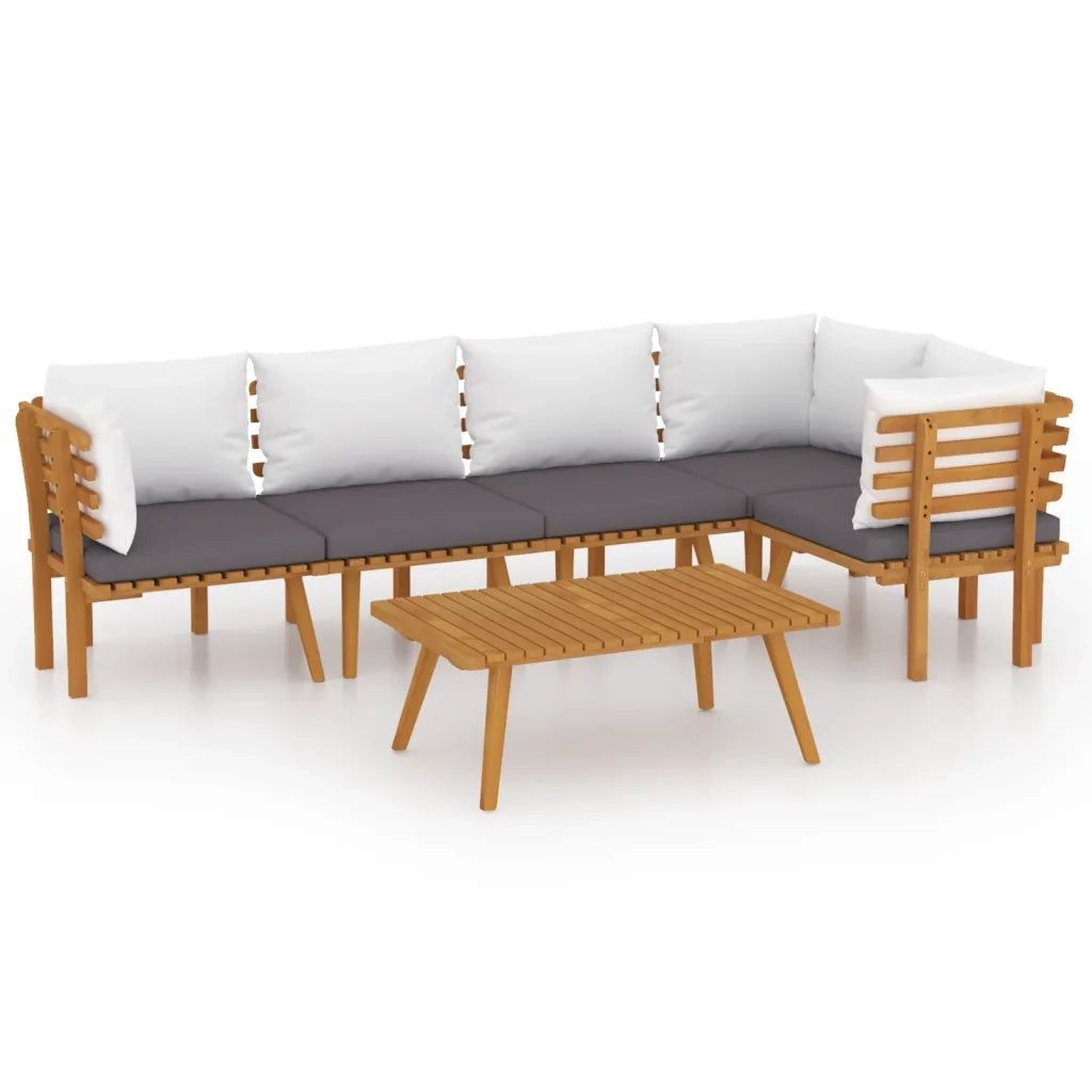 Set Divani da Giardino 6 pz con Cuscini in Massello di Acacia 3087027