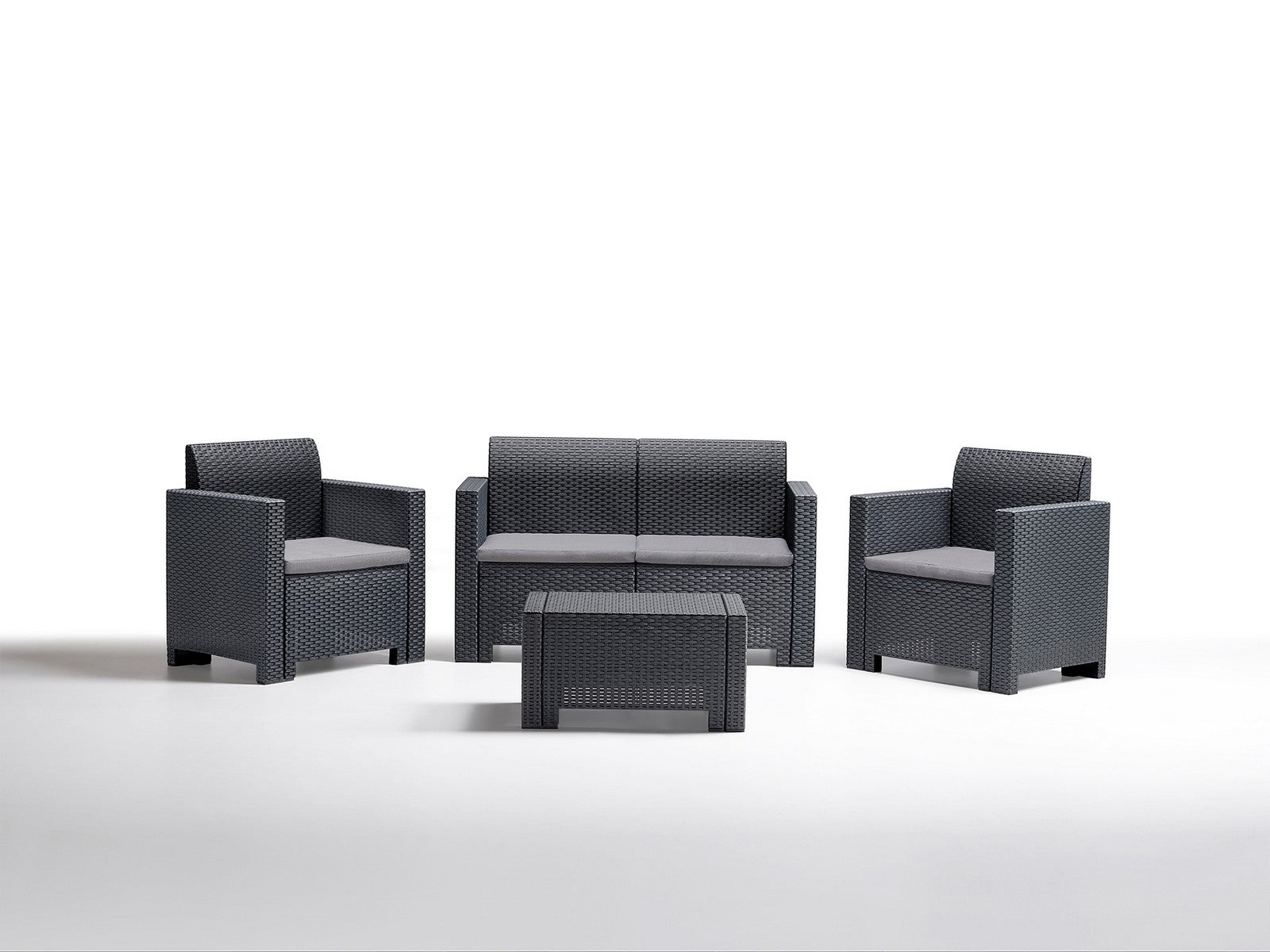 salotto resina 4pz.con cuscini nebraska 2 antracite cod:ferx.99482