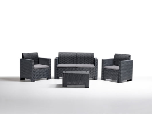 salotto resina 4pz.con cuscini nebraska 2 antracite cod:ferx.99482