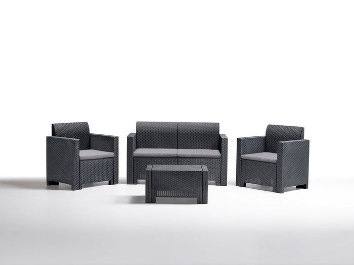 salotto resina 4pz.con cuscini nebraska 2 antracite cod:ferx.99482