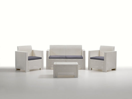 salotto resina 4pz. con cuscini nebraska 2 bianco cod:ferx.99483