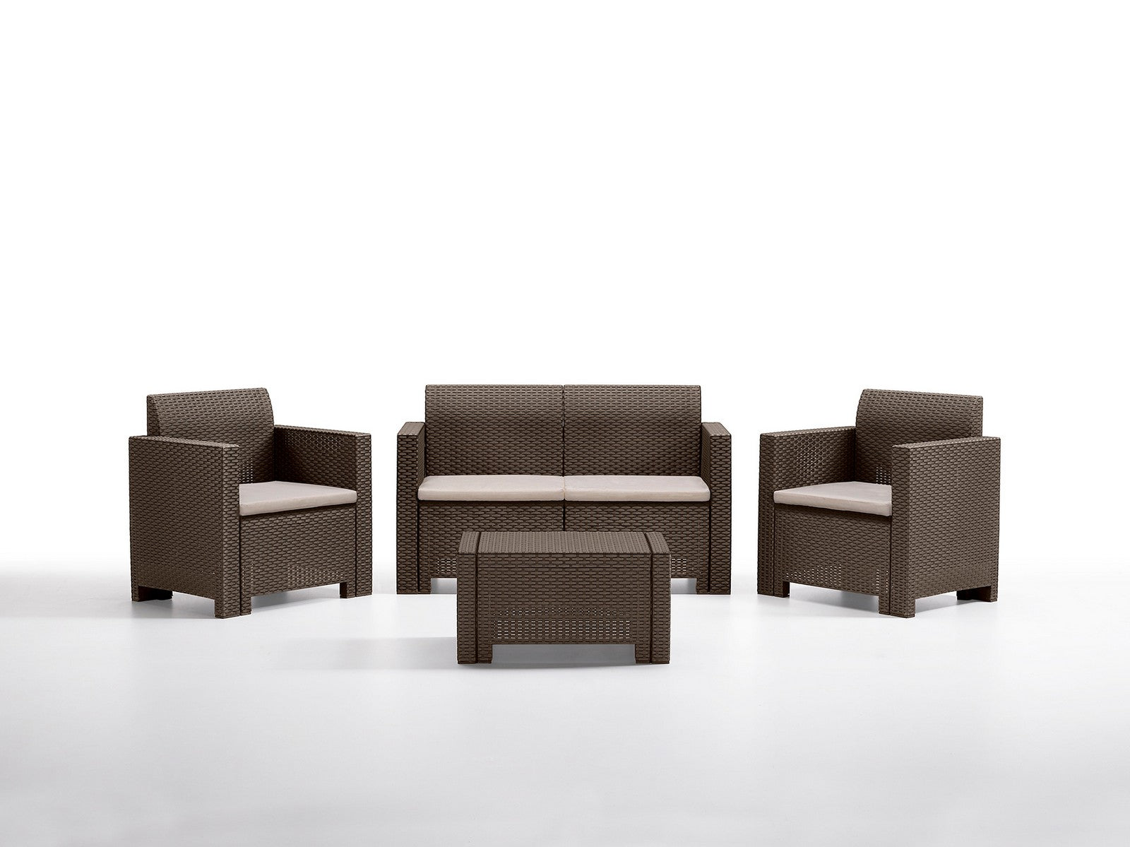 salotto resina 4pz. con cuscini nebraska 2 marrone cod:ferx.99484