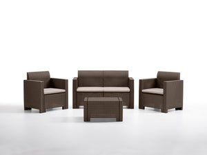 salotto resina 4pz. con cuscini nebraska 2 marrone cod:ferx.99484