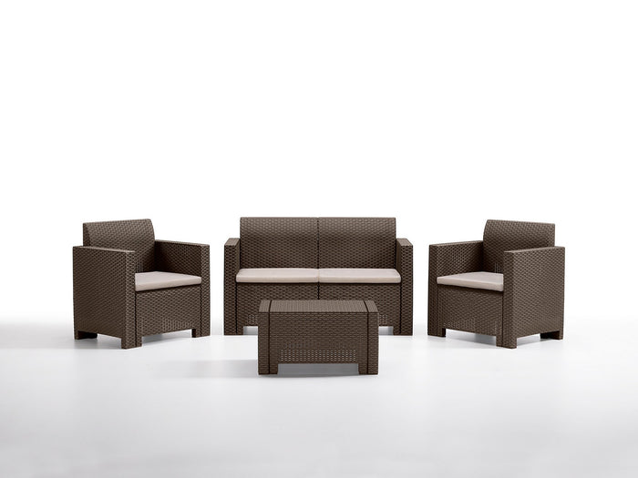 salotto resina 4pz. con cuscini nebraska 2 marrone cod:ferx.99484