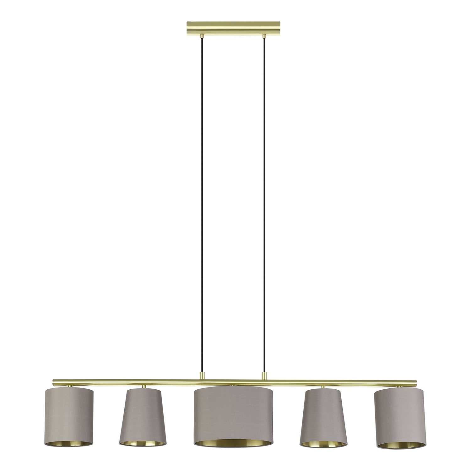 Lampadario A Sospensione Moderno Almeida 2 Acciaio Ottone Cappuccino 5 Luci E14