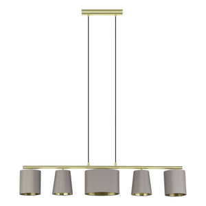 Lampadario A Sospensione Moderno Almeida 2 Acciaio Ottone Cappuccino 5 Luci E14