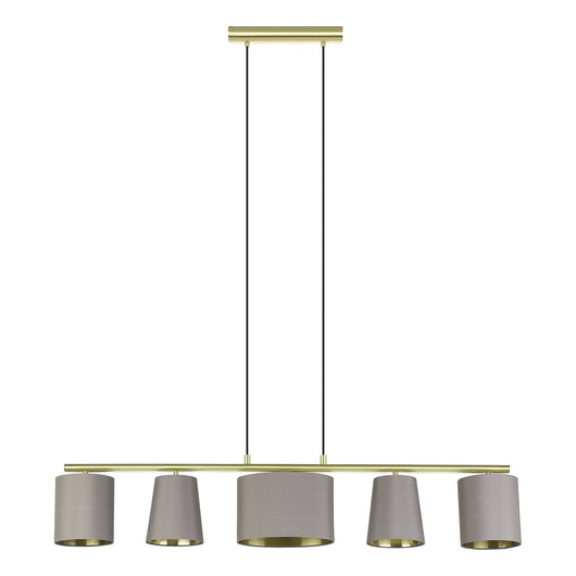 Lampadario A Sospensione Moderno Almeida 2 Acciaio Ottone Cappuccino 5 Luci E14