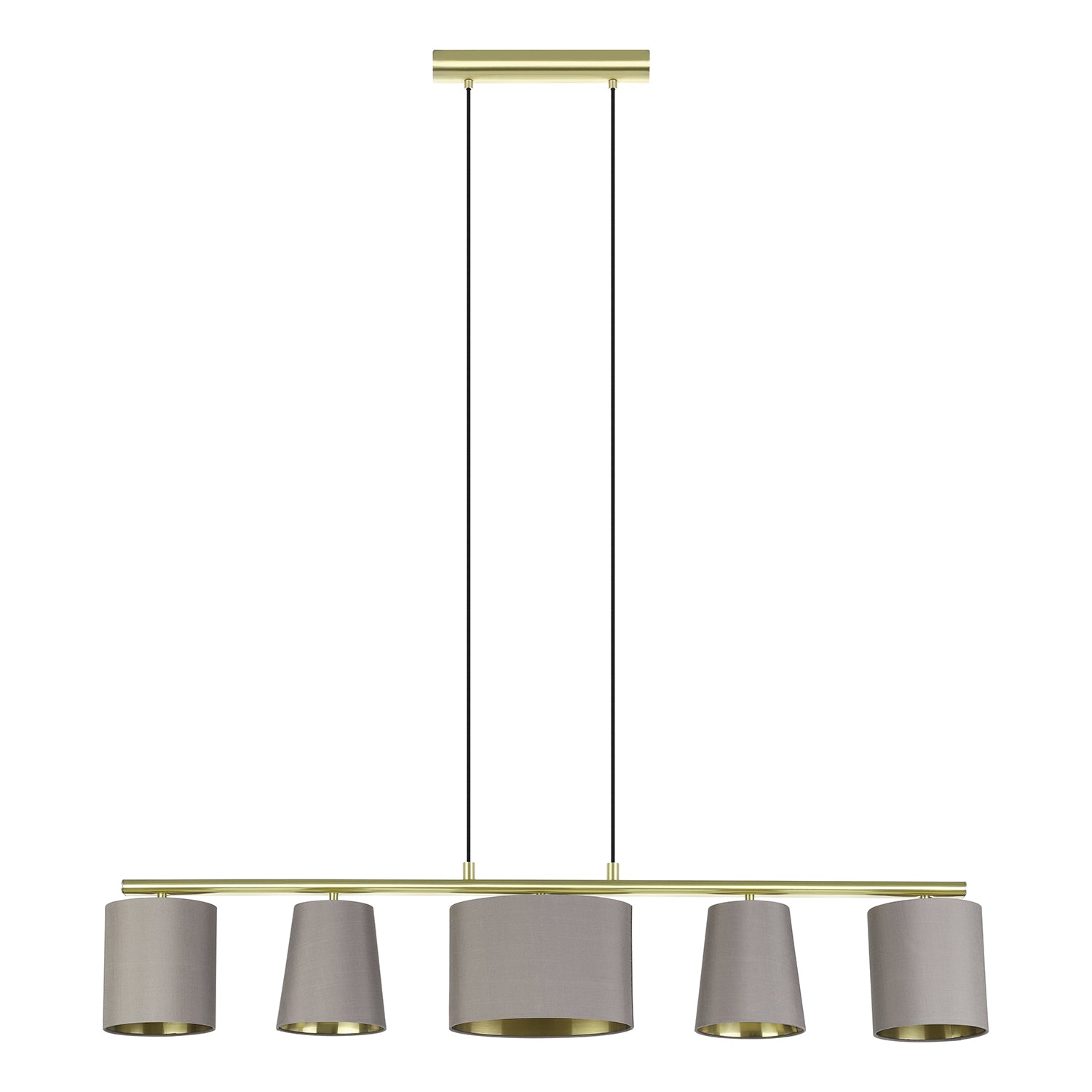 Lampadario A Sospensione Moderno Almeida 2 Acciaio Ottone Cappuccino 5 Luci E14