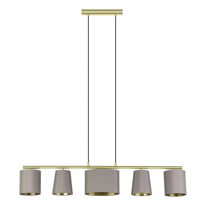Lampadario A Sospensione Moderno Almeida 2 Acciaio Ottone Cappuccino 5 Luci E14