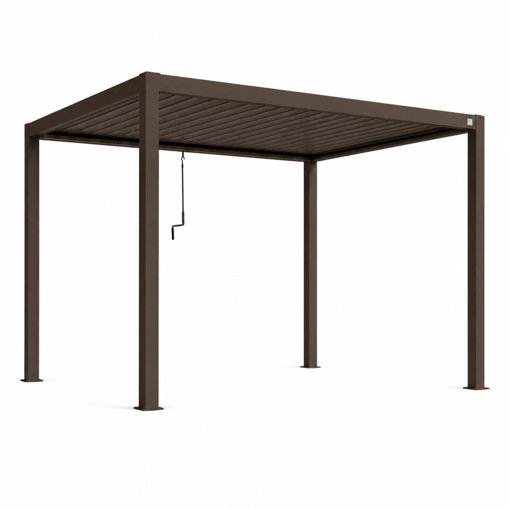 Gazebo Pergola Bioclimatica Con Lamelle Regolabili Sistema Di Deflusso Dell Acqua Struttura In Alluminio E Acciaio Resistente Ai Raggi UV Ideale Per Giardino Terrazza E Piscina 3x4 Metri Marrone Opaco
