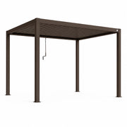 Gazebo Pergola Bioclimatica Con Lamelle Regolabili Sistema Di Deflusso Dell Acqua Struttura In Alluminio E Acciaio Resistente Ai Raggi UV Ideale Per Giardino Terrazza E Piscina 3x4 Metri Marrone Opaco