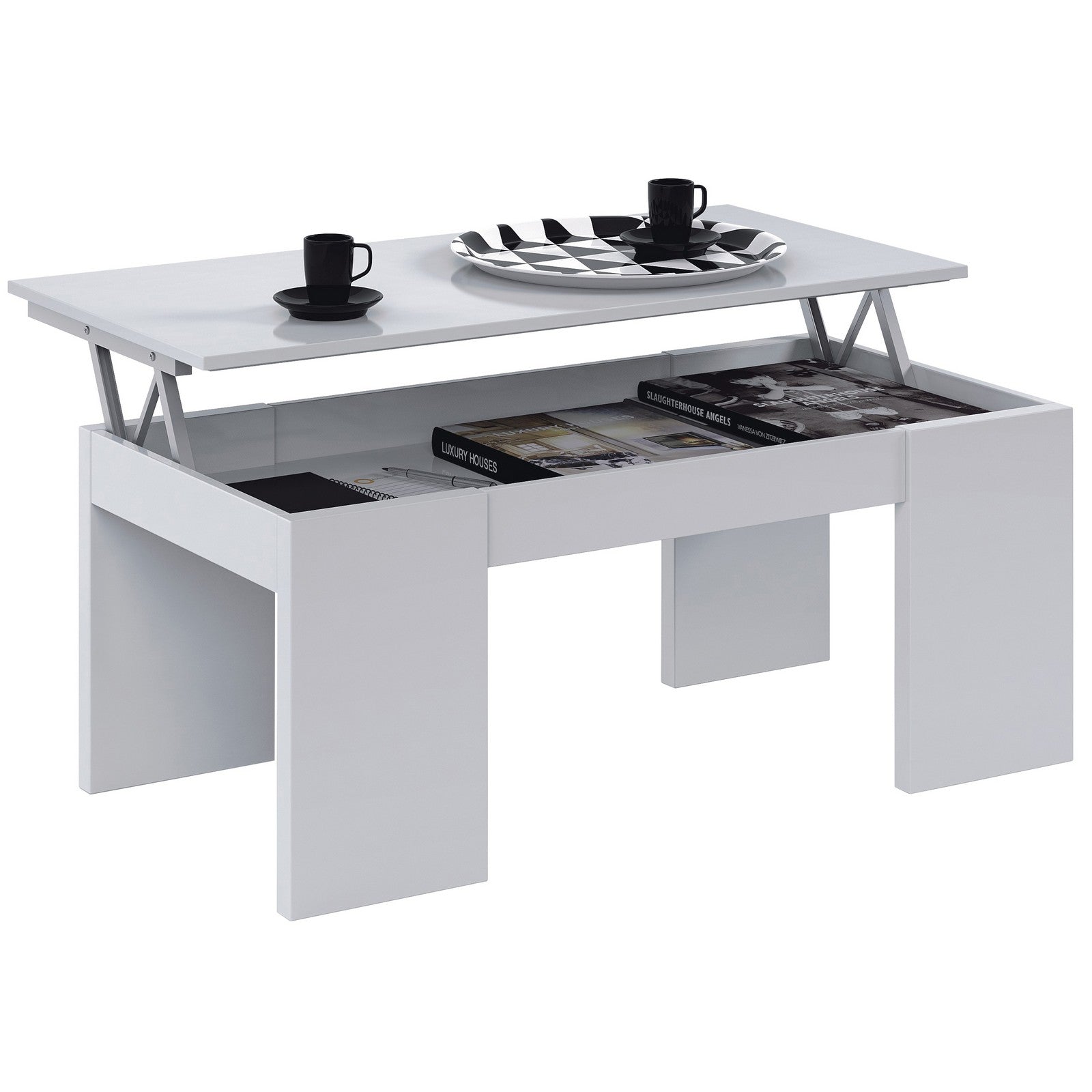 kit tavolo caff elevabile 43x100x50h bianco lucido cod:ferx.99488