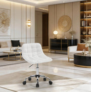 Sedia da ufficio girevole in chenille bianca con altezza regolabile 40-47,5 cm