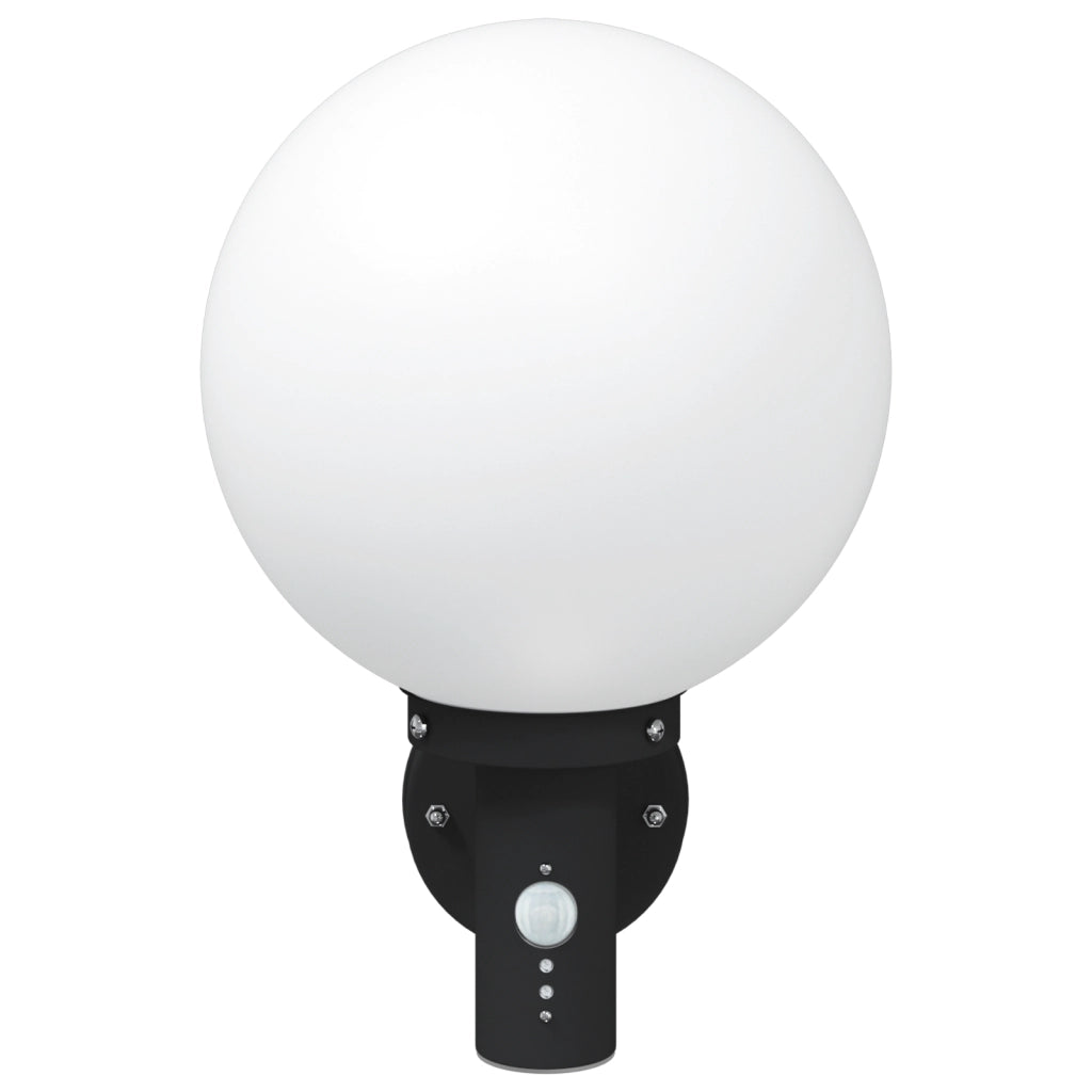 Lampada da Parete Esterno con Sensore Nera Acciaio Inossidabile IP44