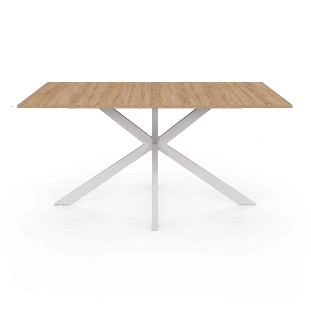 IDMarket - Tavolo da pranzo rettangolare ALIX 8 persone in legno e gambe a ragno bianche 160 cm