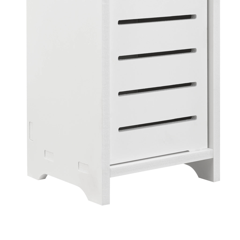 Mobiletto Contenitore Leoben da Bagno con Scomparto Porta Carta Igiencia 80 x 15 x 15 cm - Bianco [en.casa]