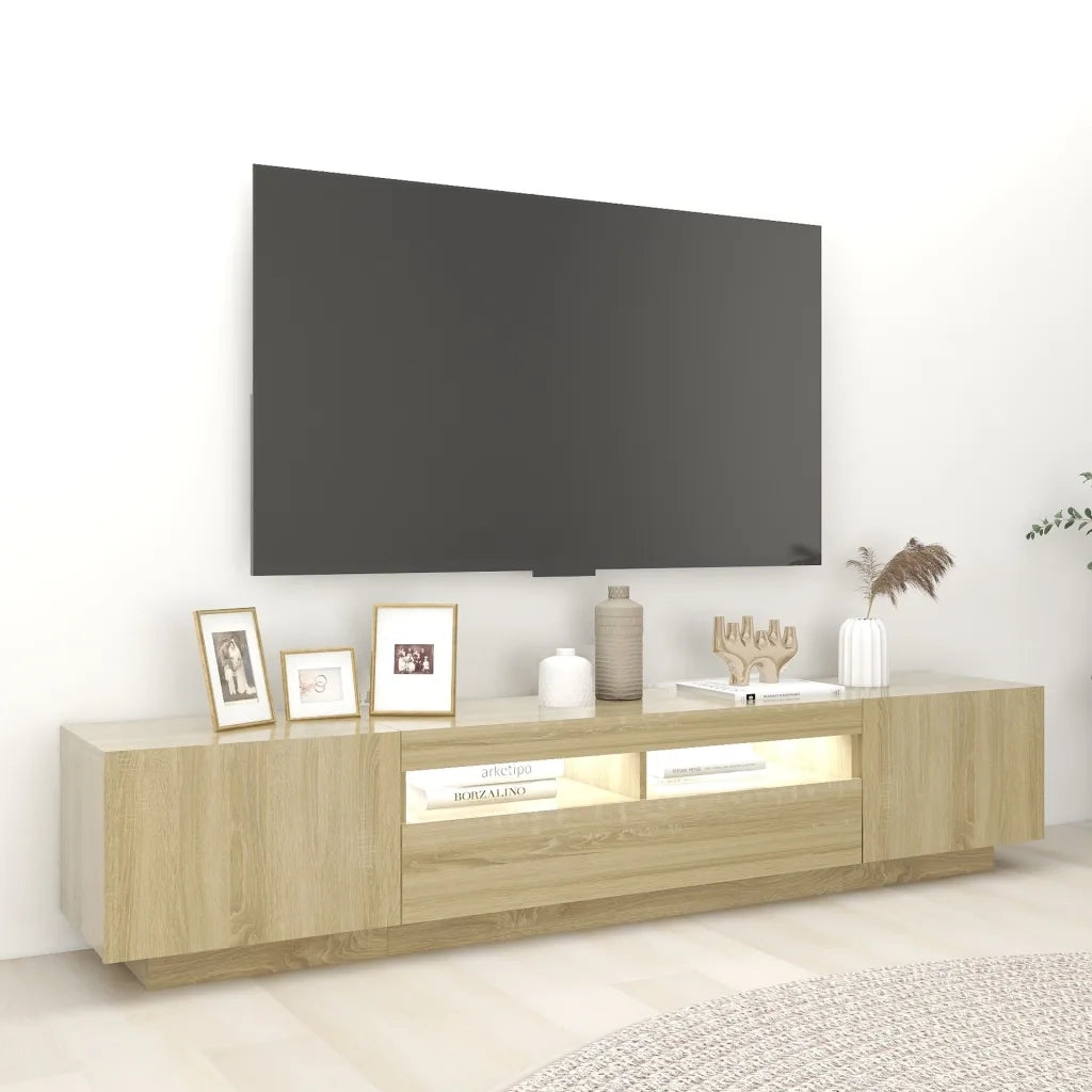Mobile Porta TV con Luci LED Rovere Sonoma 200x35x40 cm cod mxl 8912
