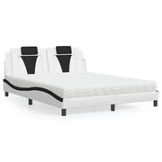 Letto Viana con Materasso Bianco e Nero 160x200cm Similpelle 3208809
