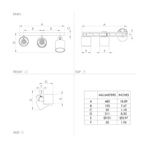 Plafoniera Industrial Batallas 3 Luci Legno Marrone E Nero