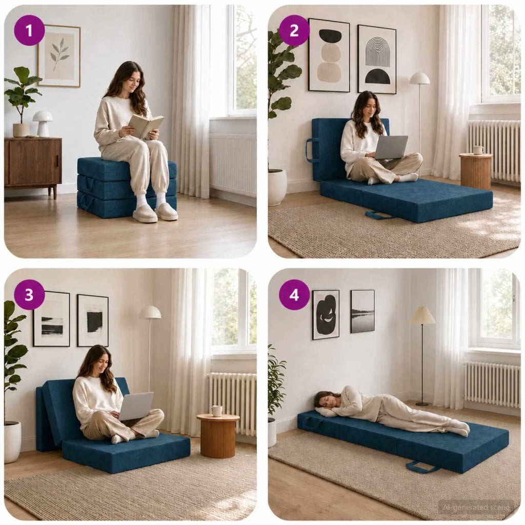 Divano Letto Pieghevole 75 x 67 x 45 cm Blu 900166