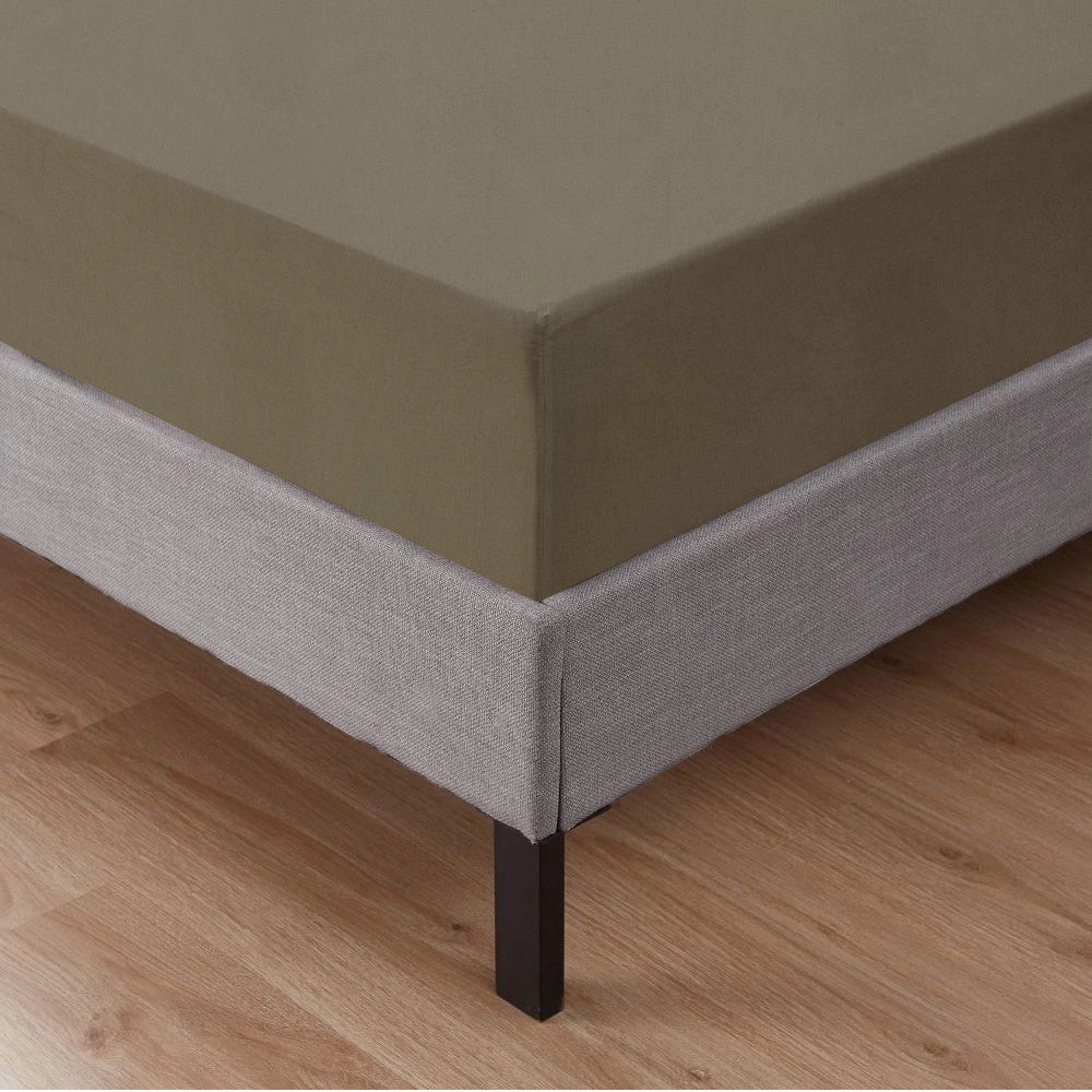 Lenzuolo Sotto Con Angoli Elastici 100% Puro Cotone  Tortora - Matrimoniale