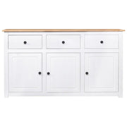 Credenza-Buffet-Armadio da cucina Bianca 135x40x80 cm in Legno Massello di Pino Panama