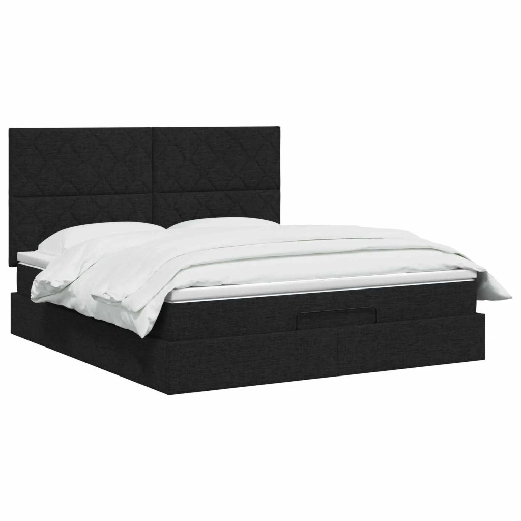 Letto Ottomano con Materasso e LED Nero 140 x 190 cm Tessuto 3458154