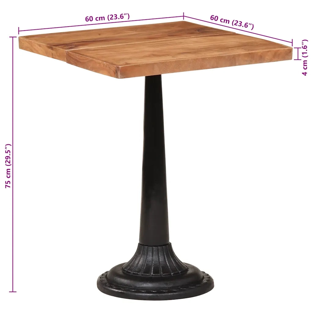 Tavolo da Bistrot 60x60x76 cm in Legno Massello di Acacia 321091