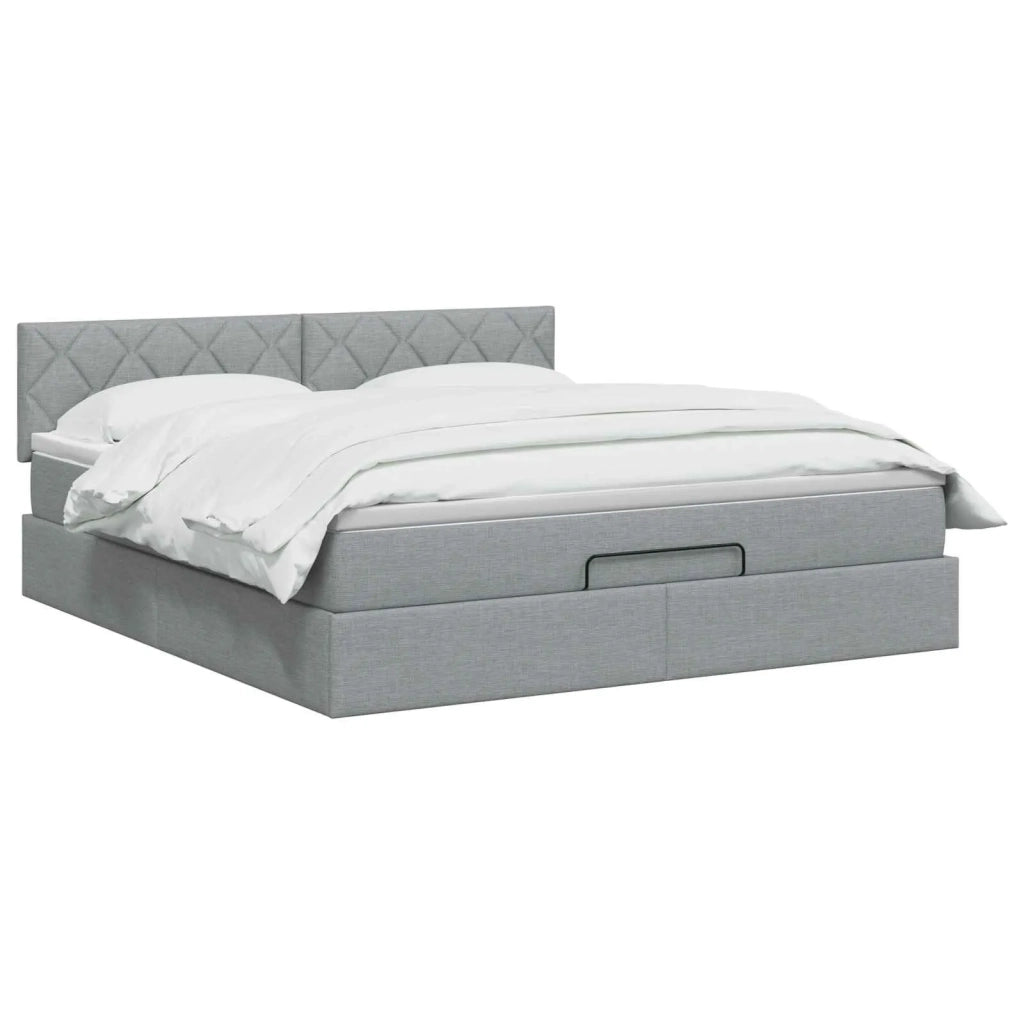 Letto Ottomano con Materasso e LED Grigio Chiaro 160 x 200 cm 3457002