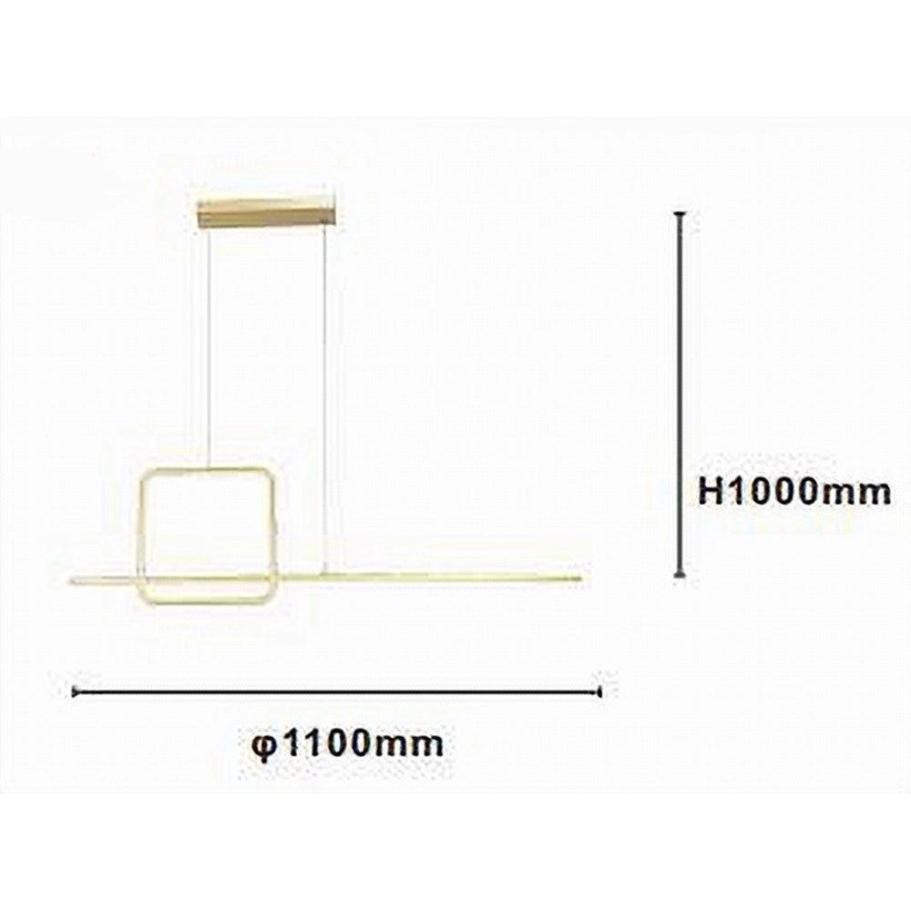 Trade Shop - Lampadario A Sospensione Led 48w Design Quadrato Linea Oro Ip20 Cucina Luce 4000k 33535 -
