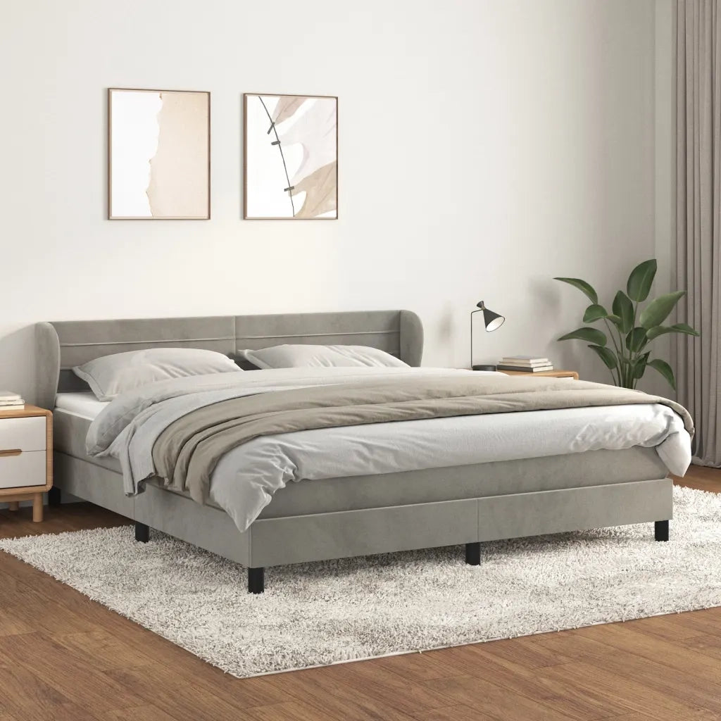 Giroletto a Molle con Materasso Grigio Chiaro 180x200cm Velluto cod mxl 62048