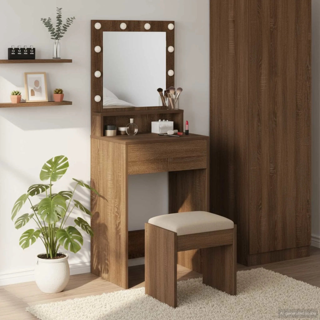 Tavolo da Trucco con specchio Rovere Marrone 50 x 41 x 135 cm 865124