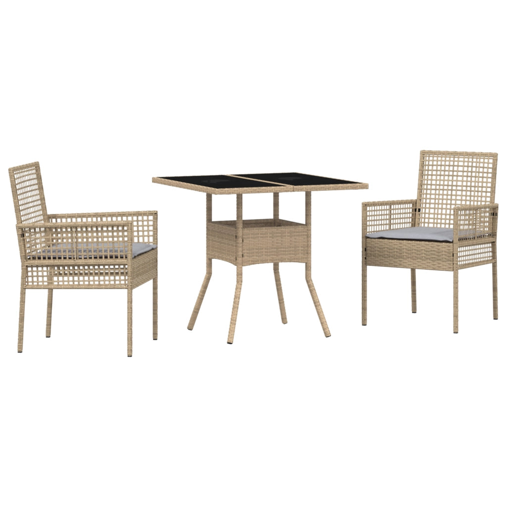 Set da pranzo per giardino 3 pezzi Beige Polirattan