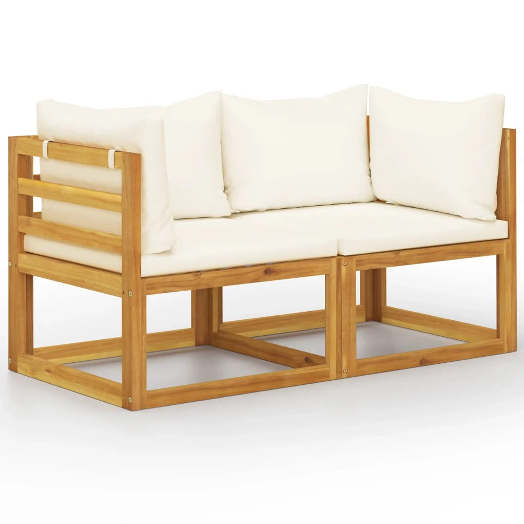 Panca da giardino 70 x 70 x 60 cm mobile da esterno per patio 2 posti con cuscini bianco crema 02_0011773